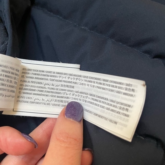 Abercrombie & Fitch Blue Down Puffer Coat Jacket Hooded Lightweight Stretch S - Picture 8 of 8